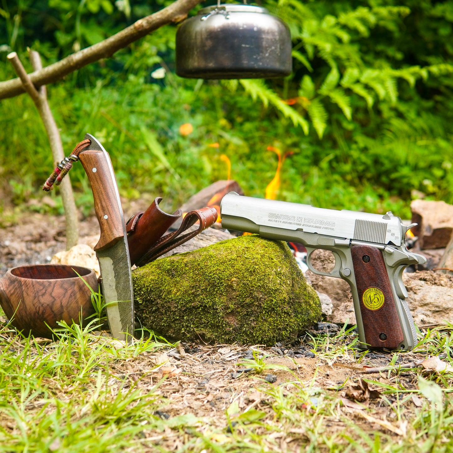 URAY 1911 Empuñaduras de pistola de madera con medallón Trump 45 híbrido hecho a mano/CNC de gran calidad de tamaño completo