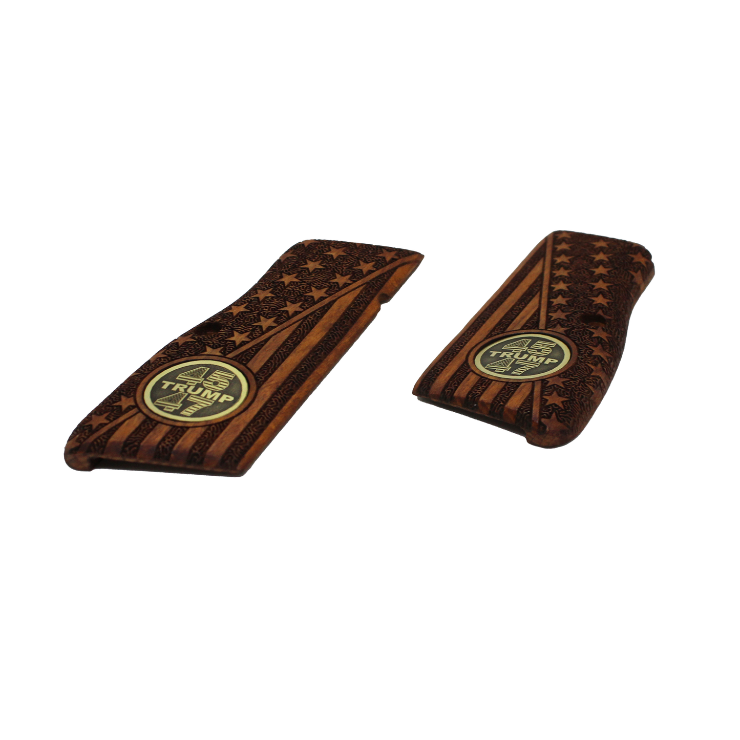 URAY Browning Hi-Power Pistol Grips with 45-47 Trump Medallion and American Flag Design - Premium Pistol Grip Accessories for Browning Hi Power MK1 MK2 MK3 and T Series