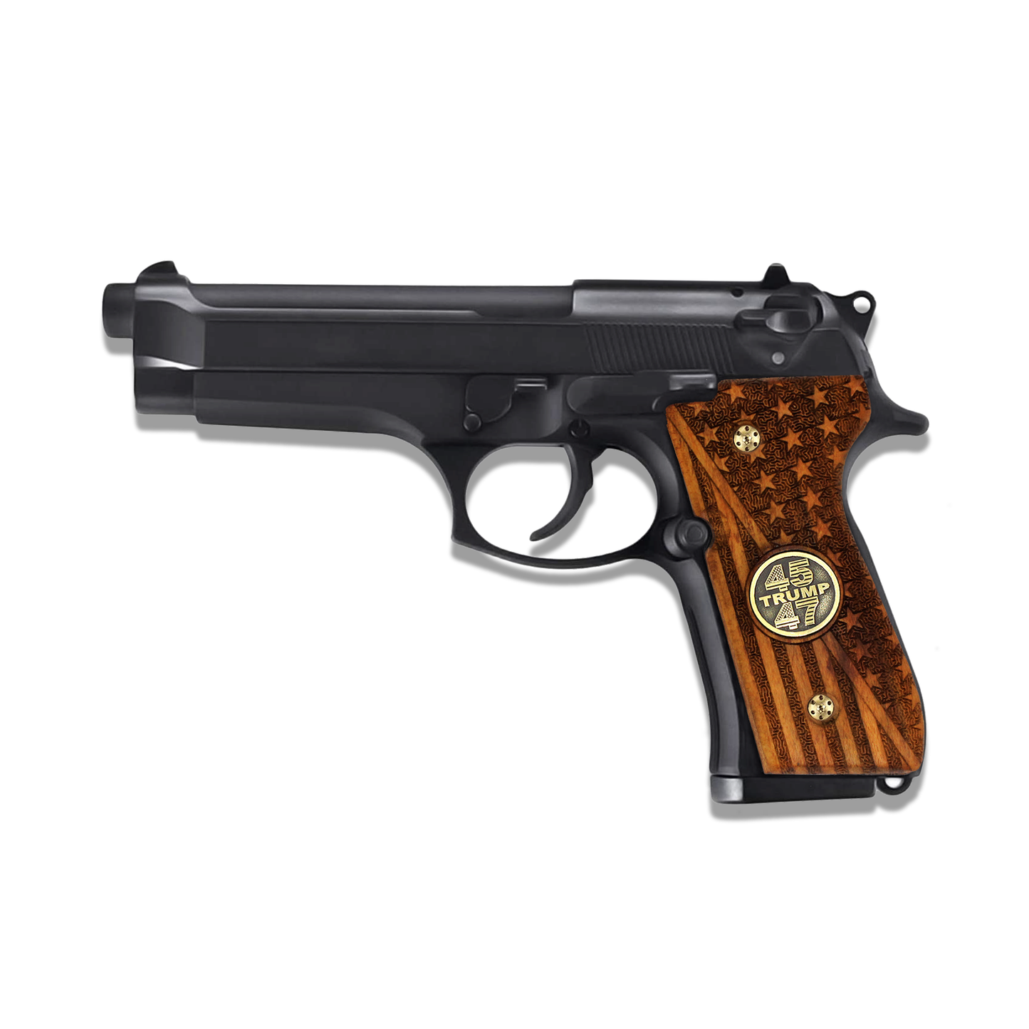 URAY Beretta 92/96 Full Size Pistol Grip with 45-47 Trump Medallion and American Flag Design - Premium Pistol Grip Accessories for Beretta 92/96 Models