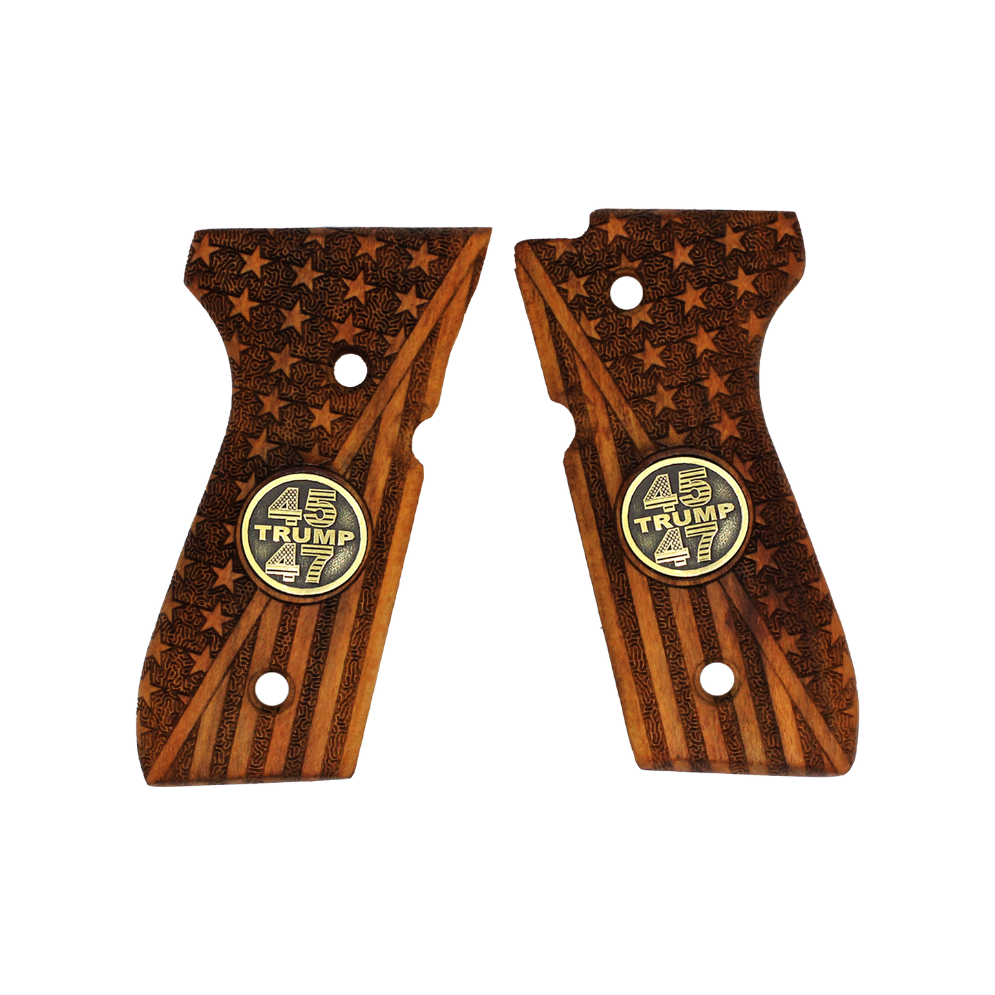 URAY Beretta 92/96 Full Size Pistol Grip with 45-47 Trump Medallion and American Flag Design - Premium Pistol Grip Accessories for Beretta 92/96 Models
