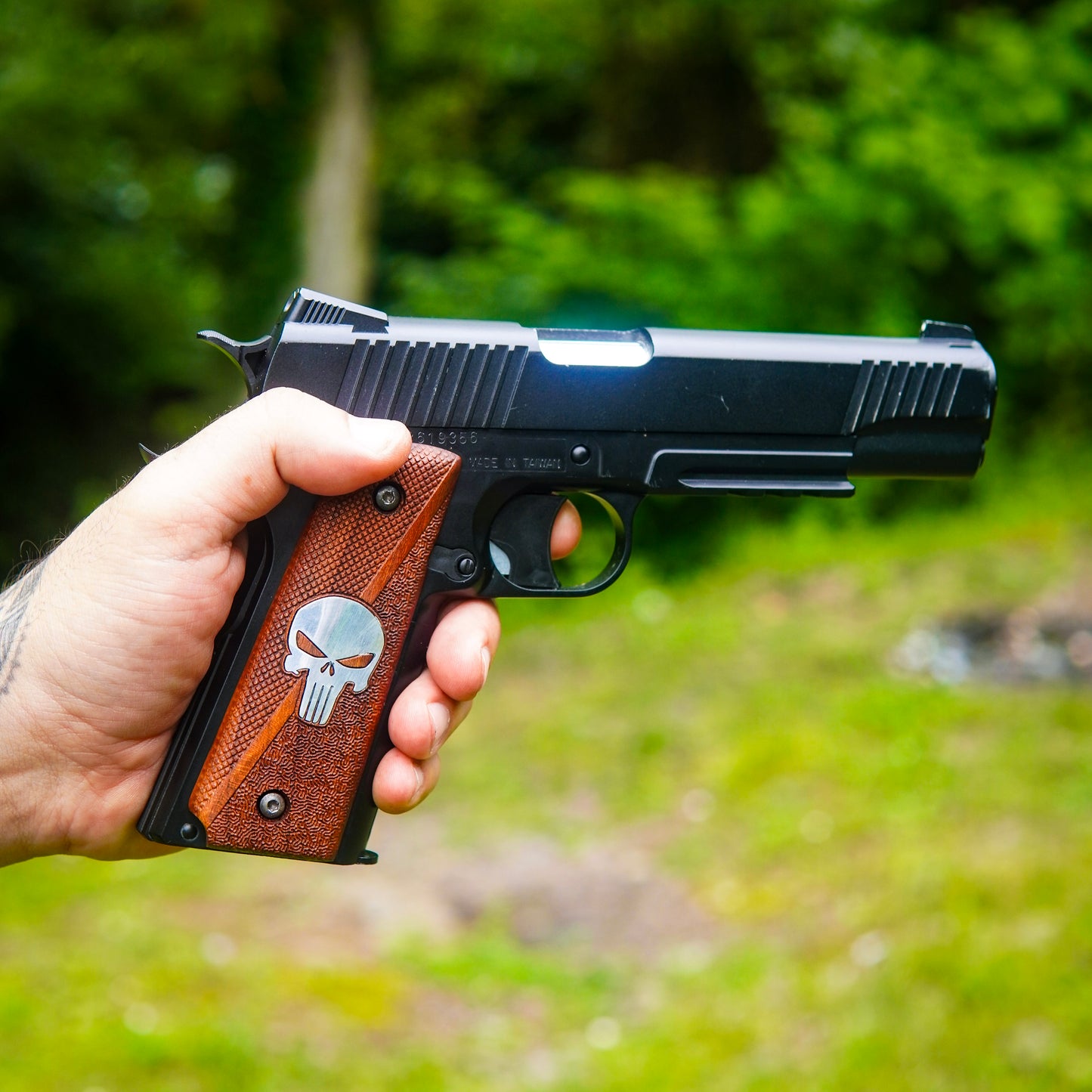 URAY 1911 Empuñaduras de pistola de madera con perfil Punisher híbrido hecho a mano/CNC de gran calidad de tamaño completo