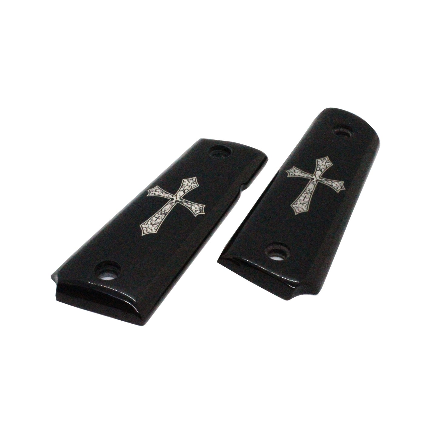 URAY 1911 Empuñaduras de pistola de plexi acrílico negro y cruz cristiana de tamaño completo