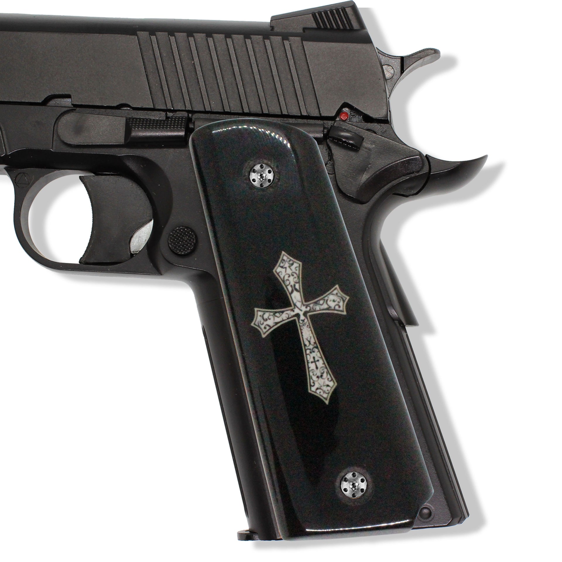 URAY 1911 Full Size Black Acrylic Plexi and Christian Cross Pistol 