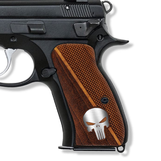 URAY CZ-75 Compact Walnut Wood CNC/Handcrafted Hybrid Punisher Pistol Grips