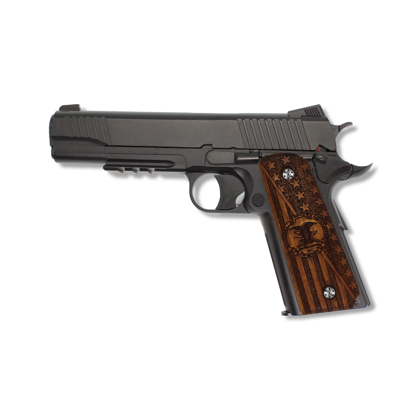 URAY 1911 Empuñaduras de pistola de madera con logotipo de la NRA y bandera de EE. UU., tamaño completo, súper calidad