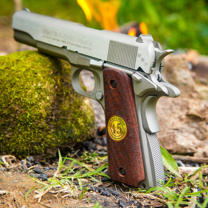 URAY 1911 Empuñaduras de pistola de madera con medallón Trump 45 híbrido hecho a mano/CNC de gran calidad de tamaño completo