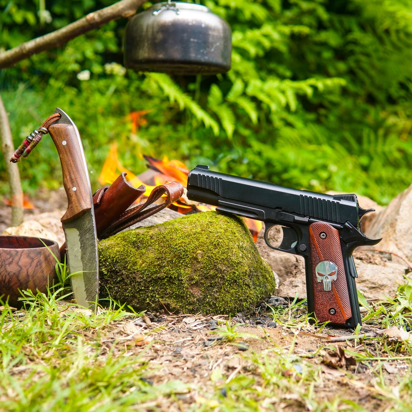 URAY 1911 Empuñaduras de pistola de madera con perfil Punisher híbrido hecho a mano/CNC de gran calidad de tamaño completo