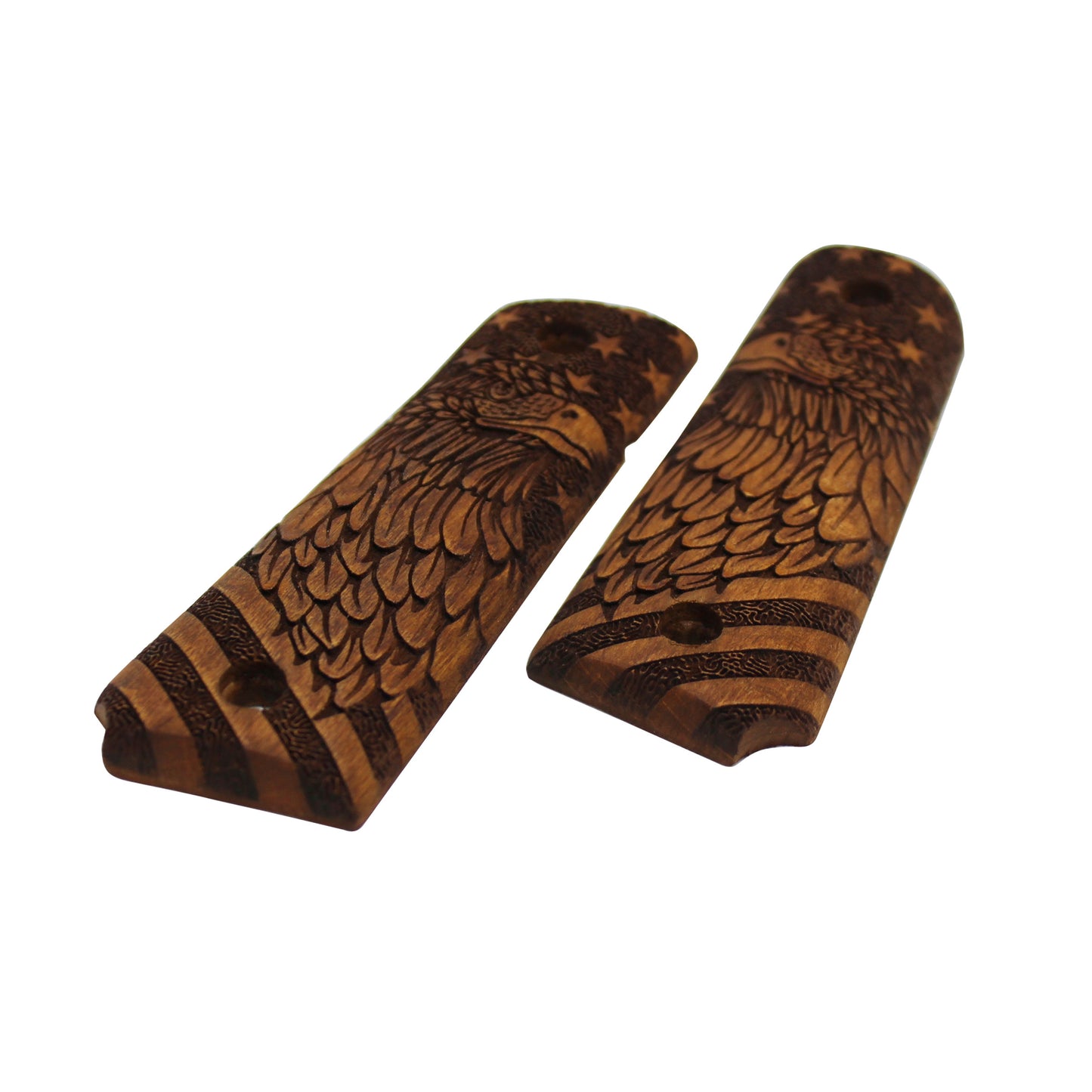 URAY 1911 Full Size Wood Super Quality Eagle and American Flag Pistol Grips