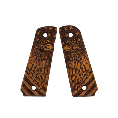 URAY 1911 Full Size Wood Super Quality Eagle and American Flag Pistol Grips